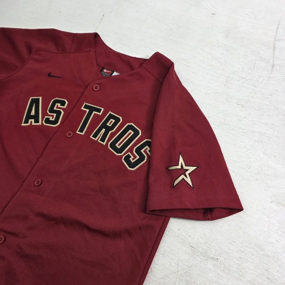 Nike Team MLB Houston Astros Red Baseball Jersey Stitched Youth‎ Boys Sz M 12/14